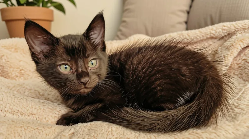 A baby small-sized female Black Domestic Medium Hair cat named Eclipse for adoption in San Jose, CA