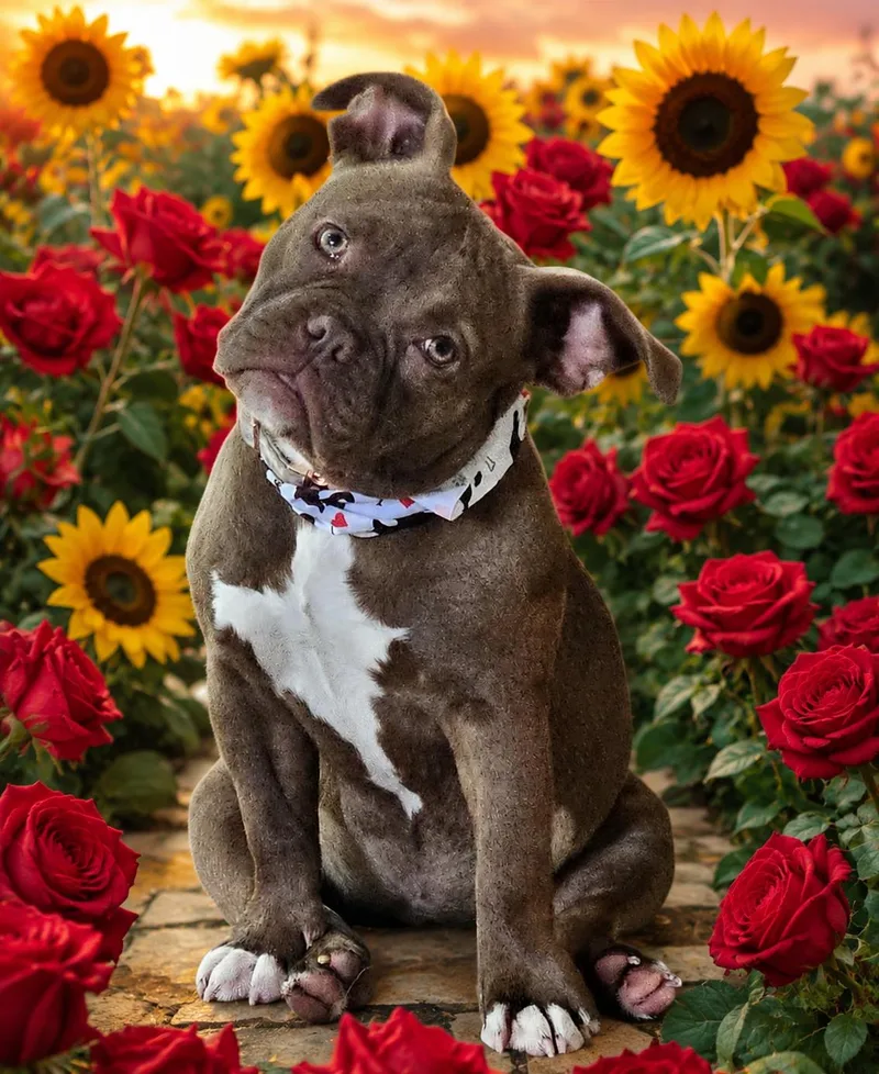 A baby medium-sized female Brown / Chocolate Bulldog dog named Blossom Claire for adoption in Arlington, TX
