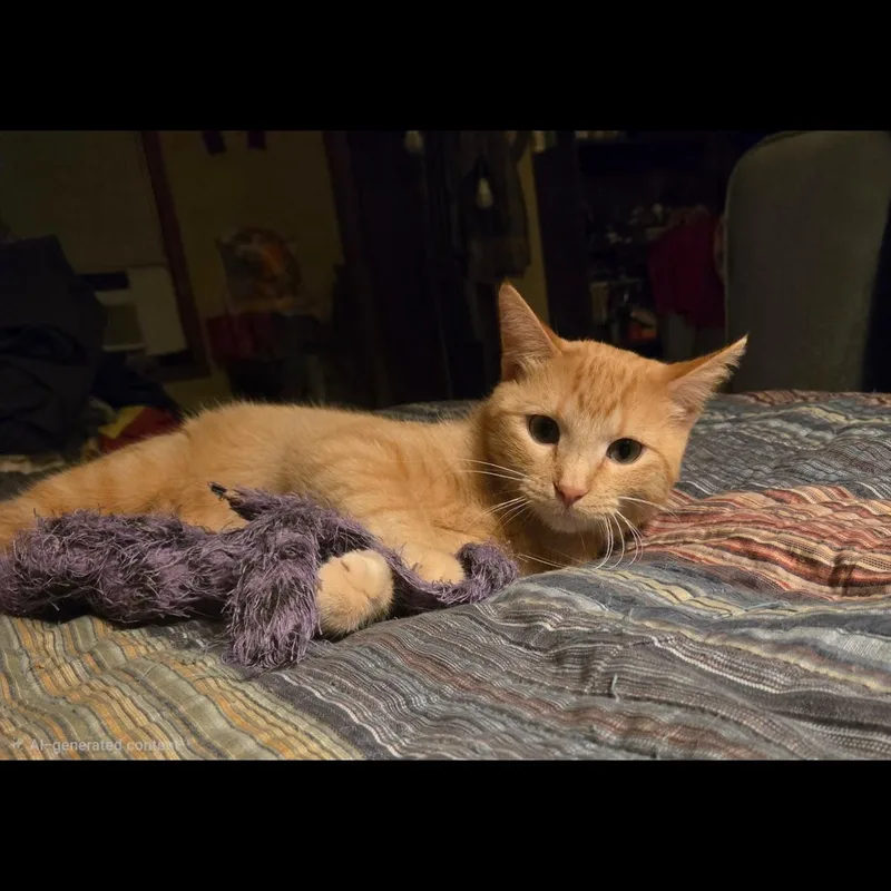 A young large-sized male Tabby (Orange / Red) Domestic Short Hair cat named Tyler for adoption in Omaha, NE