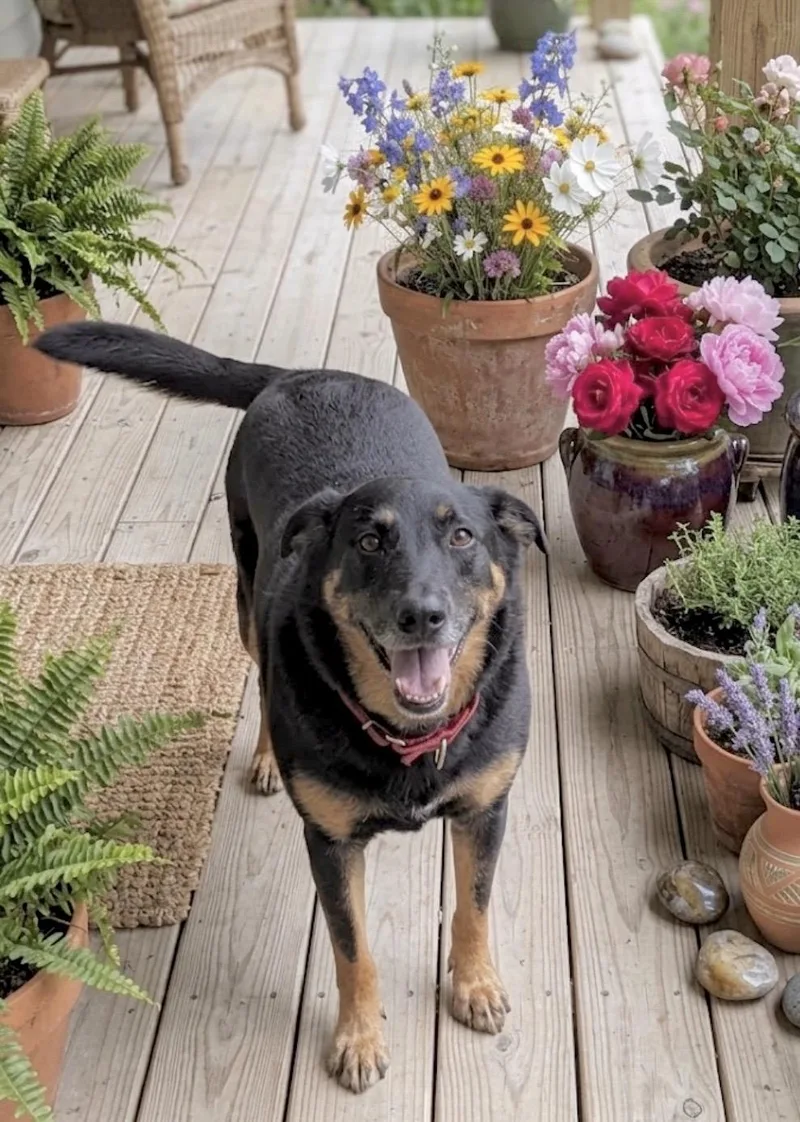 An adult large-sized female Shepherd dog named Sophie for adoption in Huntingtown, MD