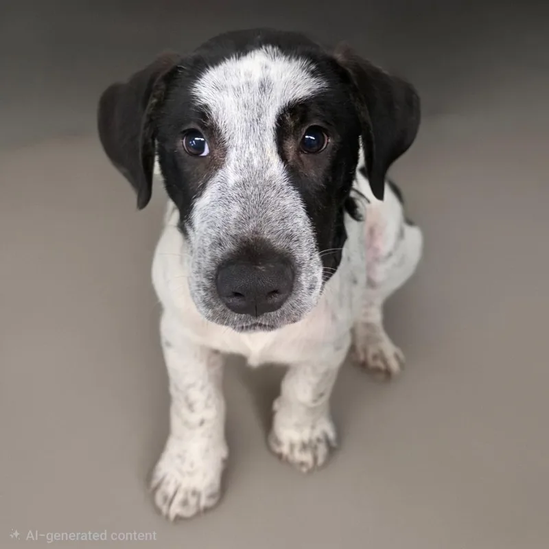 A baby medium-sized male Plott Hound dog named Charlie for adoption in Columbia, IL
