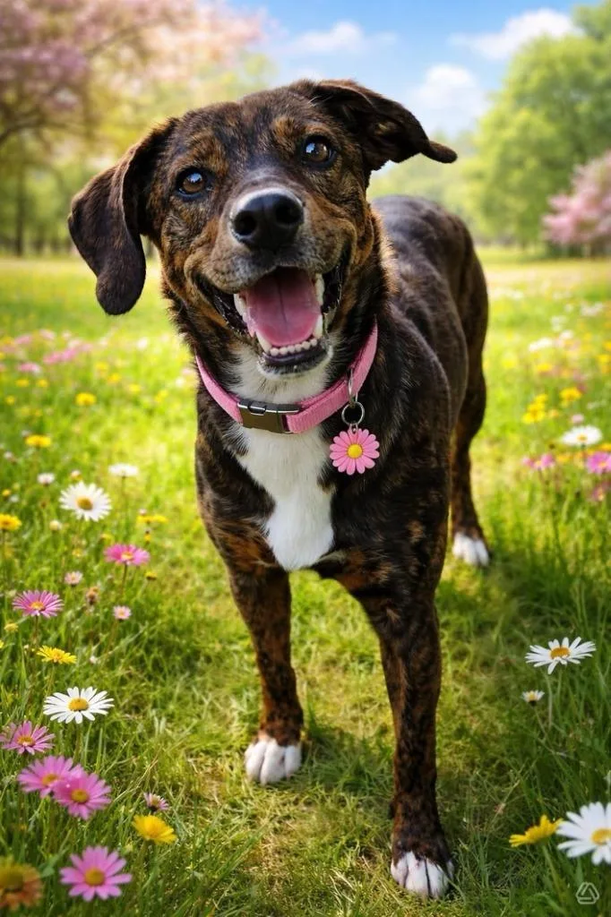 A young medium-sized female Mountain Cur dog named Brookshires Girl "bg for adoption in El Dorado, AR