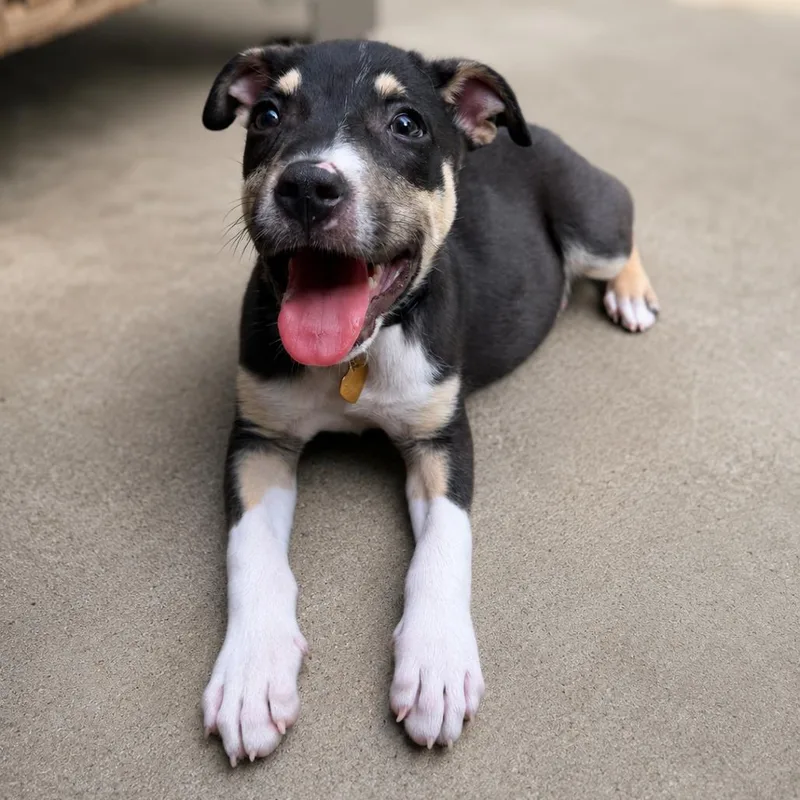 A baby medium-sized male Black Mountain Cur dog named Walker for adoption in La Grange, KY