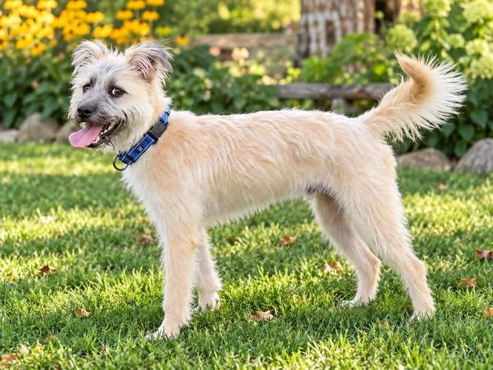 A young medium-sized male Wheaten Terrier dog named Jerry for adoption in Mclean, IL
