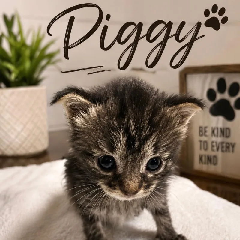 A baby small-sized female Brown / Chocolate Domestic Short Hair cat named Piggy for adoption in Newark, NJ