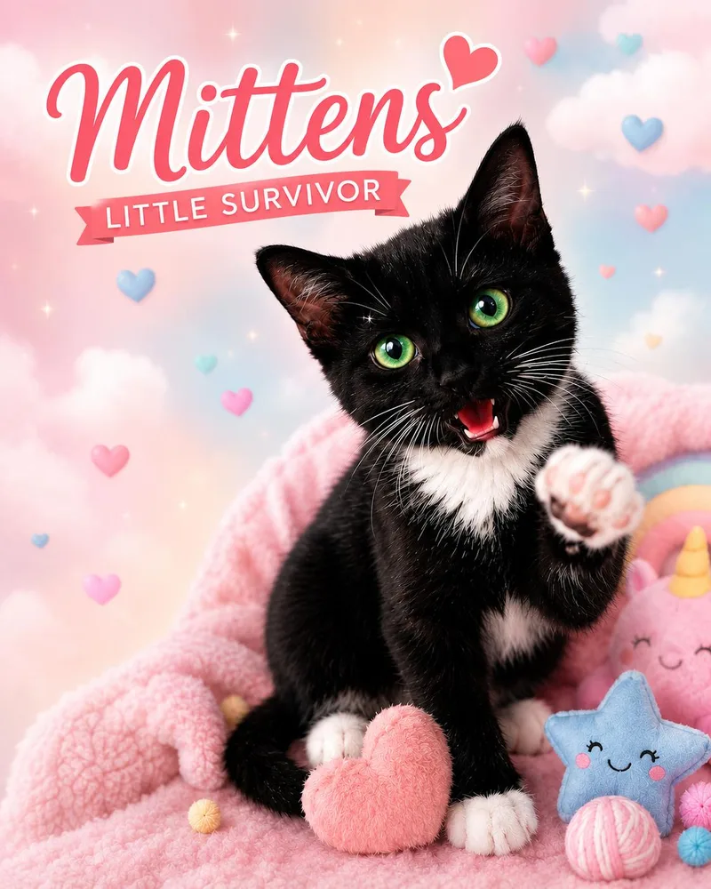 A baby small-sized female Black Domestic Short Hair cat named Mittens for adoption in Charlotte, NC
