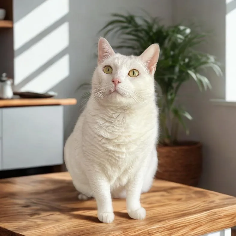 An adult large-sized female White Domestic Short Hair cat named Ribbons for adoption in Gonzales, LA