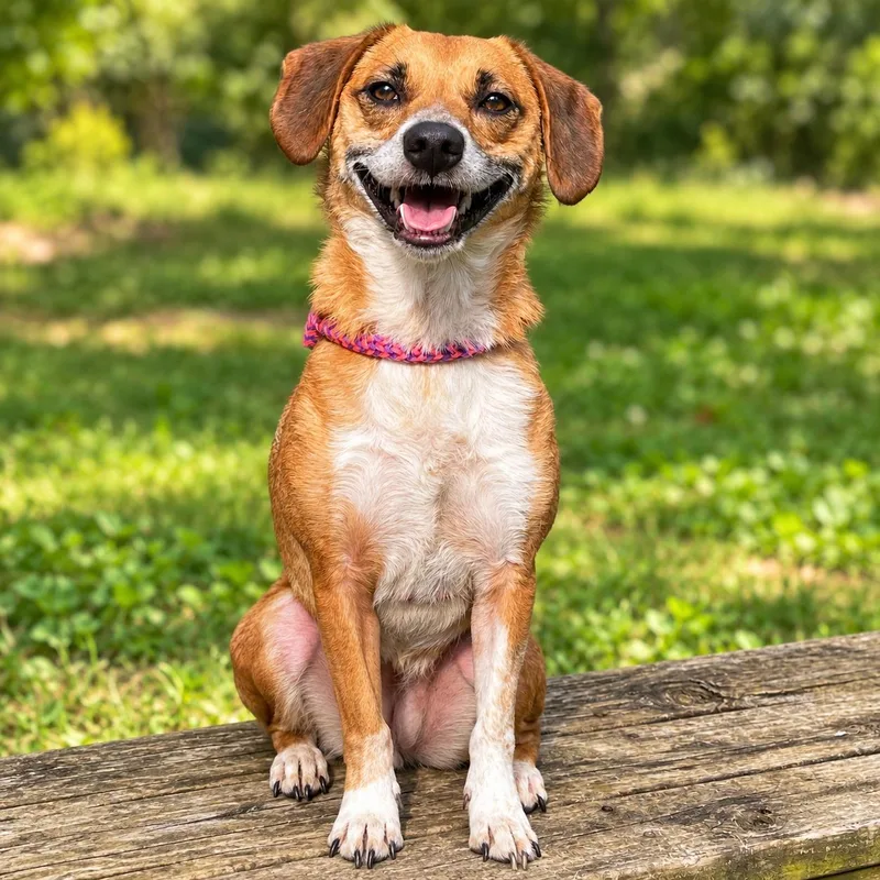 An adult medium-sized female Terrier dog named Red Velvet Cake for adoption in House Springs, MO