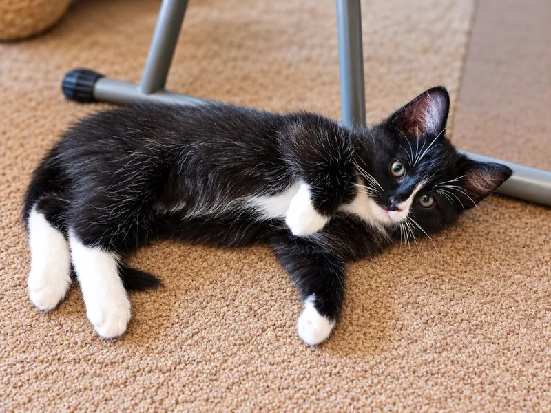 A young medium-sized male Black & White / Tuxedo Tuxedo cat named Marty for adoption in Los Angeles, CA