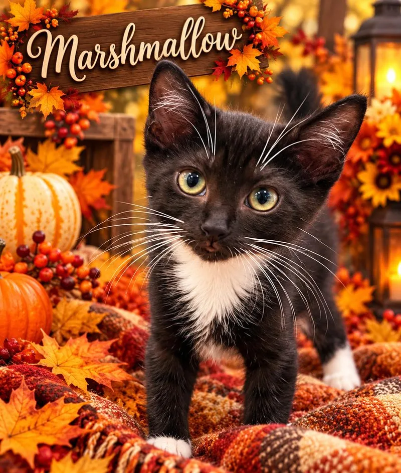 A baby small-sized female Domestic Short Hair cat named Marshmallow for adoption in Randolph, MA
