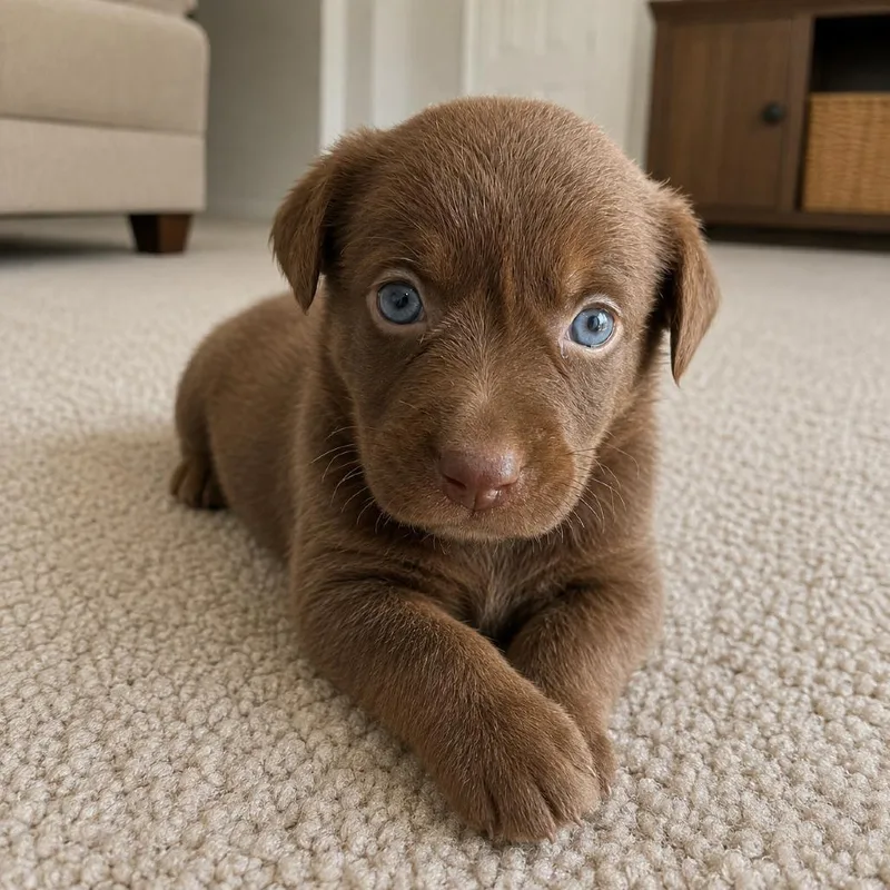A baby large-sized female Chocolate Labrador Retriever dog named CT Gouda avail Oct for adoption in Eastford, CT