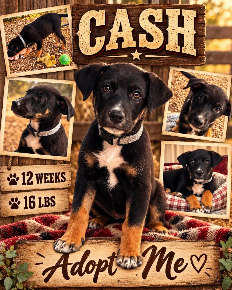 A baby medium-sized male Bicolor German Shepherd Dog named Cash for adoption in Jackson, TN