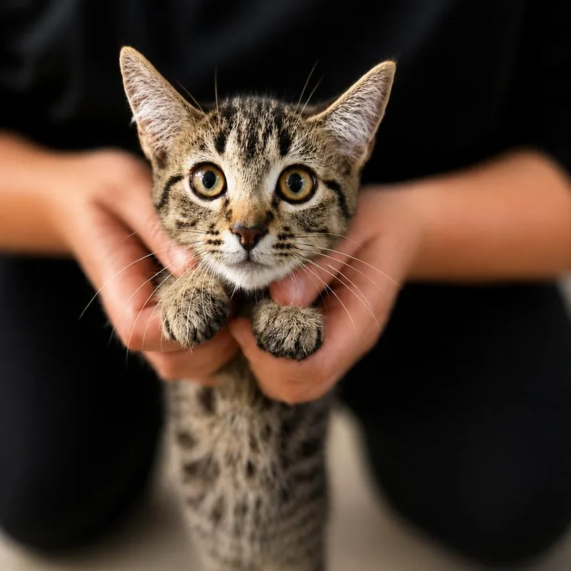 A baby small-sized female Brown / Chocolate Domestic Short Hair cat named Jessie for adoption in Rochester, MN