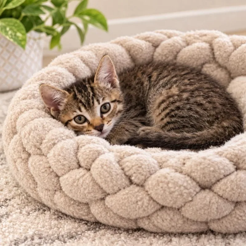 A baby small-sized female Black Domestic Medium Hair cat named Sissy for adoption in Madisonville, TN