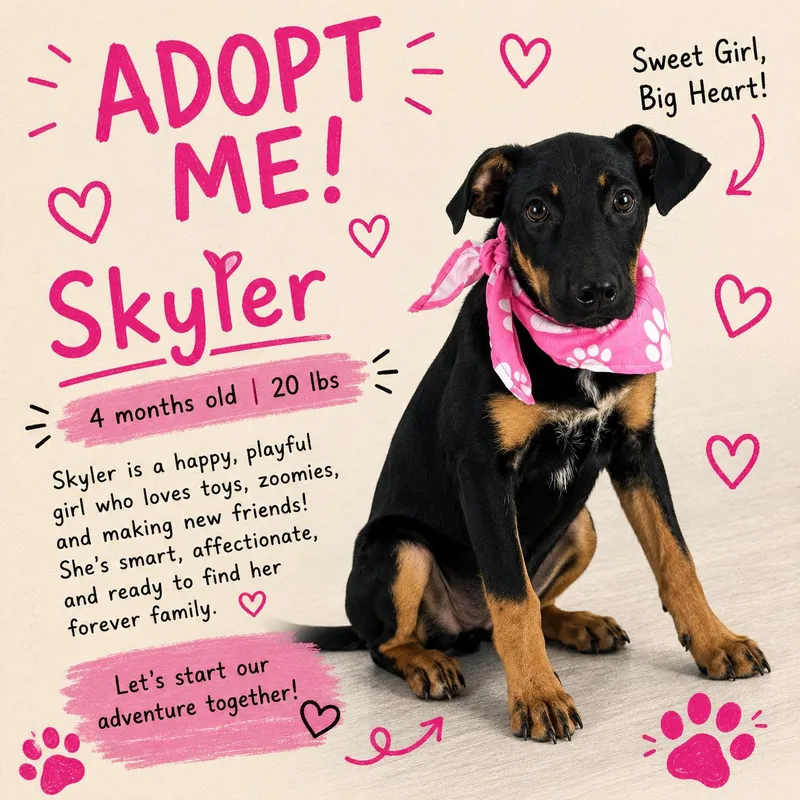 A young medium-sized female Black Australian Cattle Dog / Blue Heeler dog named Skyler Local August for adoption in Brookshire, TX