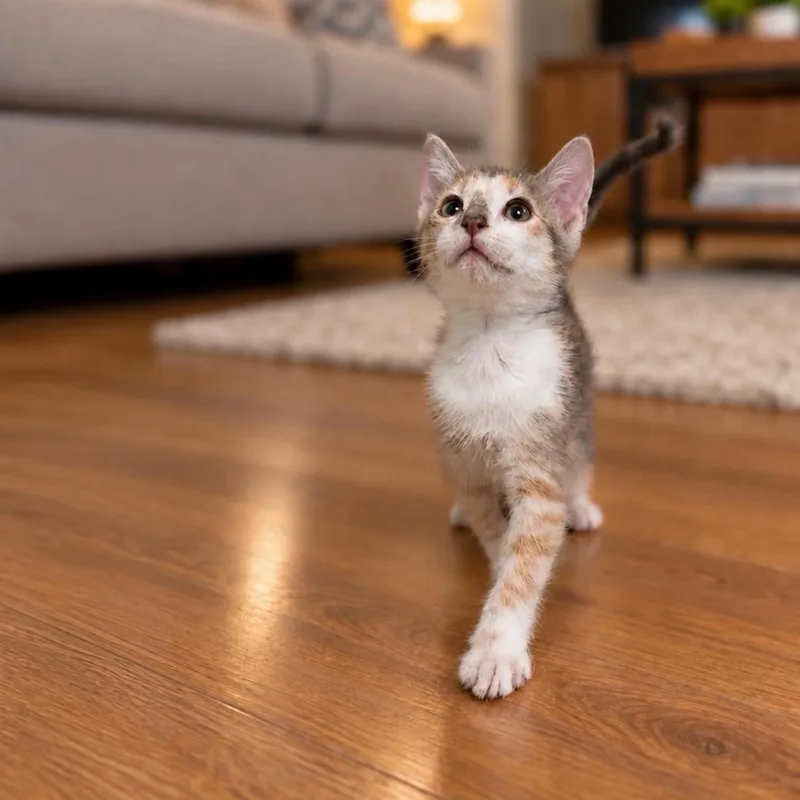 A baby medium-sized female Tabby (Gray / Blue / Silver) Dilute Calico cat named Jasmine for adoption in Fort Worth, TX