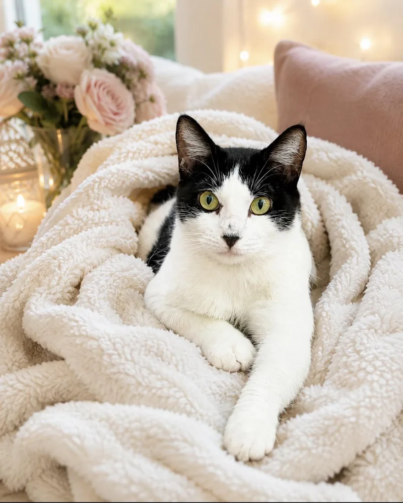 A young medium-sized female American Shorthair cat named Snow White for adoption in Mission Viejo, CA