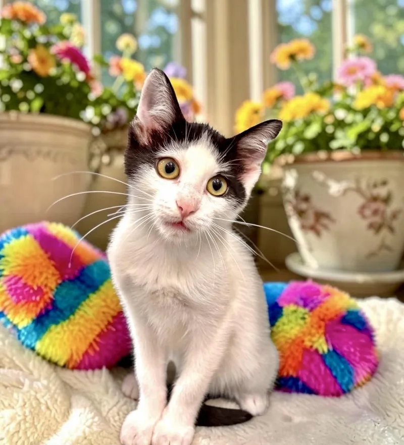 A baby small-sized male Domestic Short Hair cat named Oreo for adoption in Perry, IA