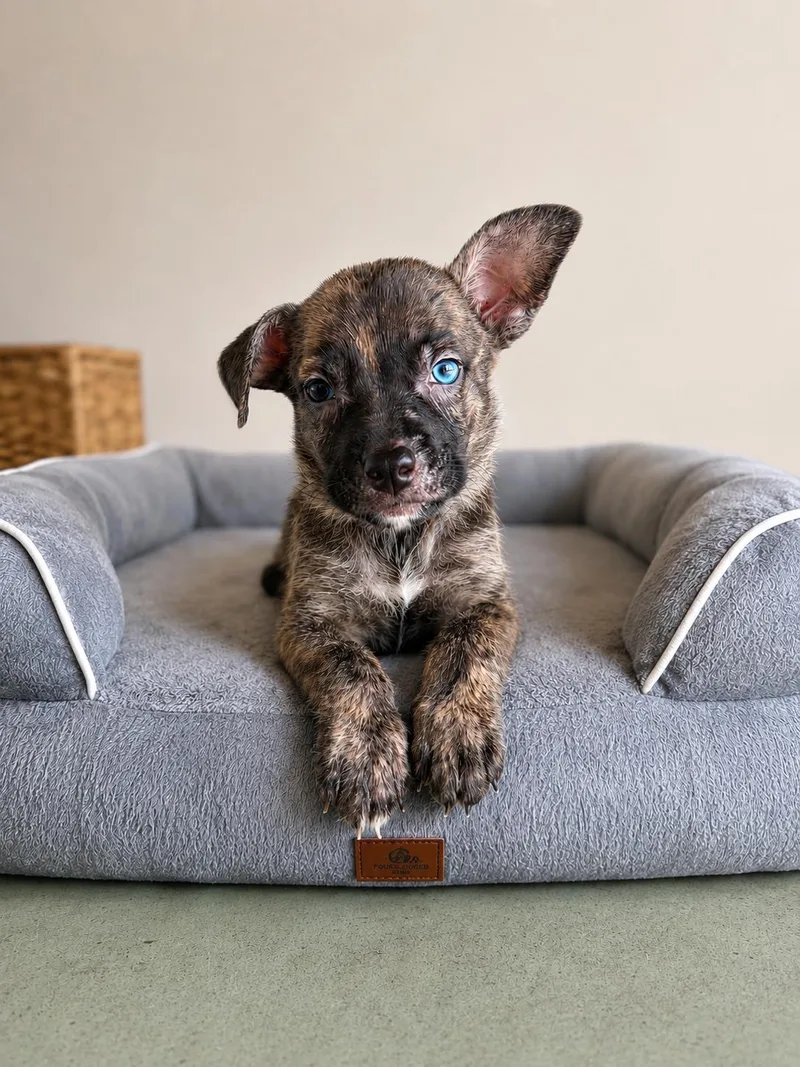 A baby medium-sized male Black Shepherd dog named Rembrandt for adoption in Houston, TX