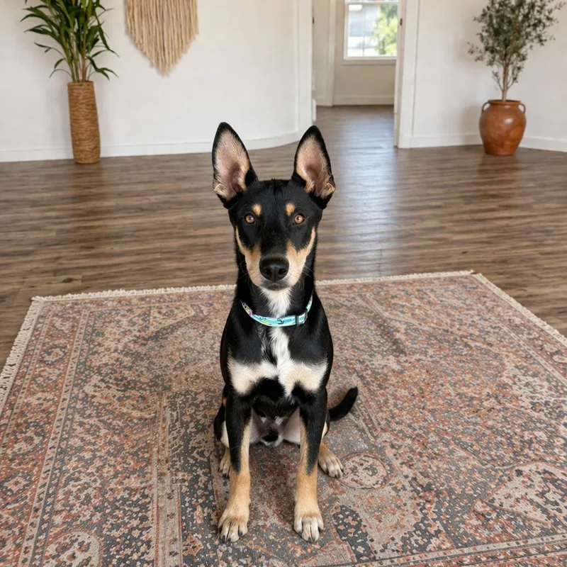 A baby medium-sized male Black Shepherd dog named Prism for adoption in Phoenix, AZ