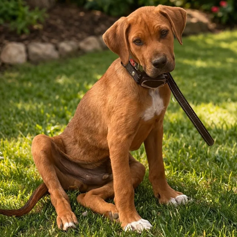 A baby medium-sized male Red / Chestnut / Orange Labrador Retriever dog named Clyde for adoption in Carmel, NY