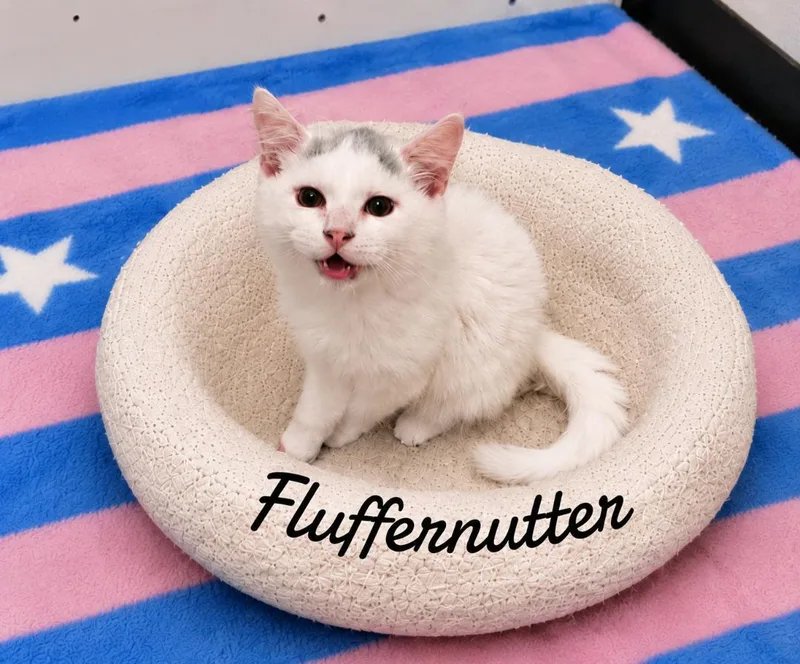 A baby medium-sized female Domestic Long Hair cat named Fluffer Nutter for adoption in Naugatuck, CT