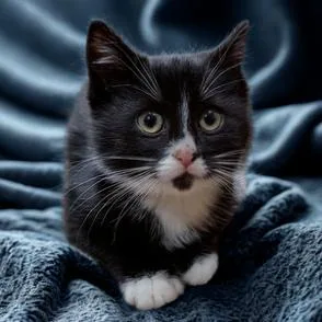 A baby small-sized male Black American Shorthair cat named Fudge for adoption in Oceanside, NY