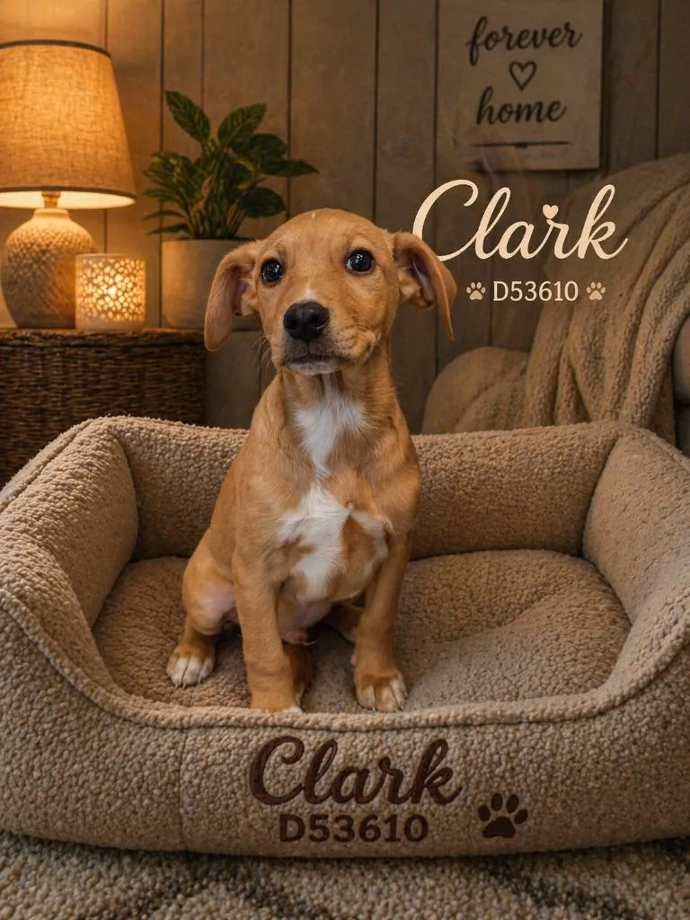 A baby medium-sized male Beagle dog named Clark for adoption in Clarksville, TN