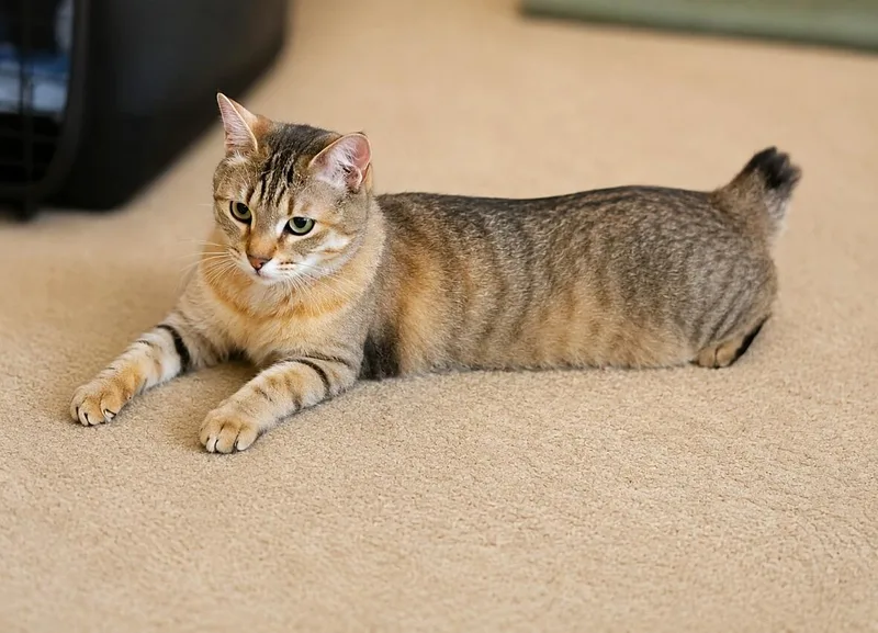 A baby medium-sized female Tabby (Buff / Tan / Fawn) Tabby cat named Bobbi for adoption in Fresno, CA
