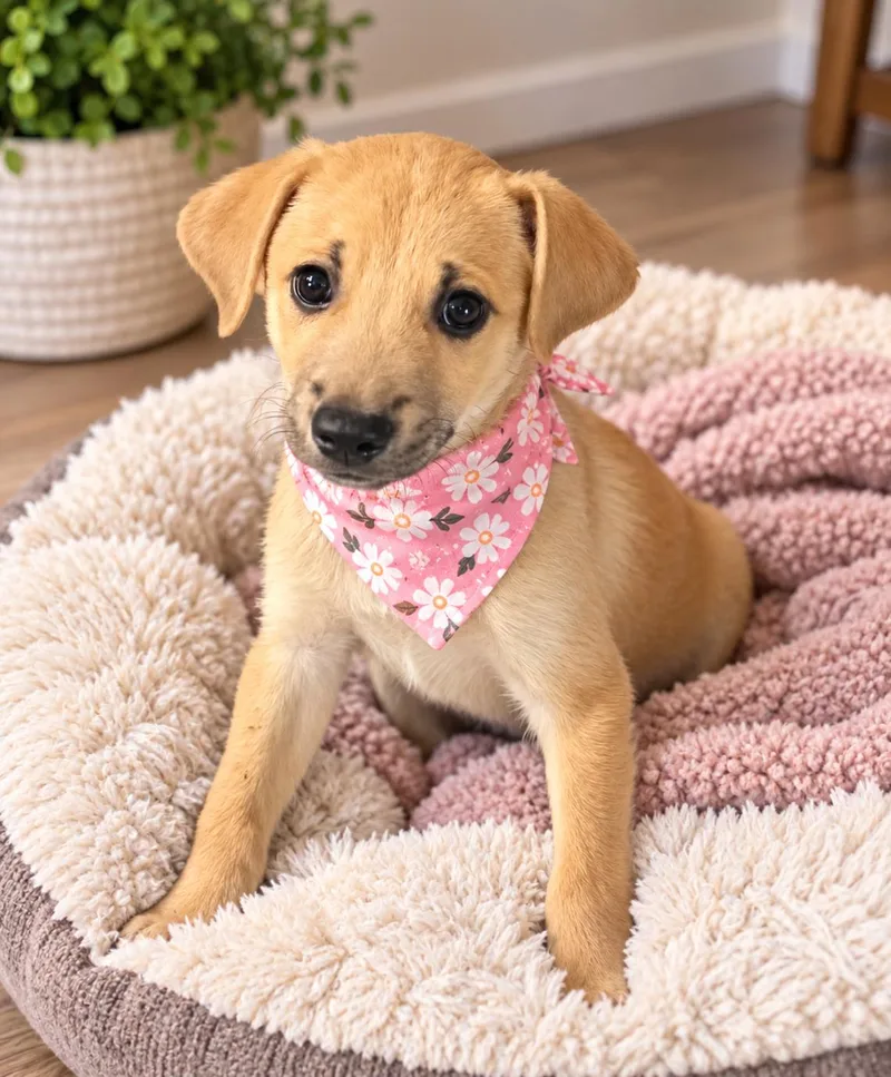 A baby medium-sized female Apricot / Beige Labrador Retriever dog named Maggie for adoption in Phoenix, AZ