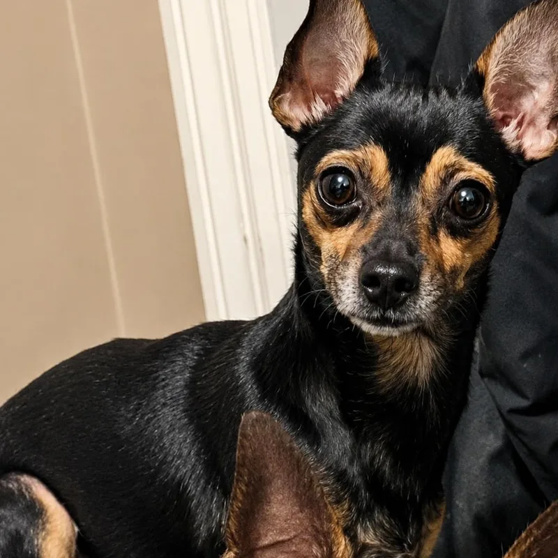 An adult small-sized female Black Chihuahua dog named Avalon for adoption in Hudson, IL