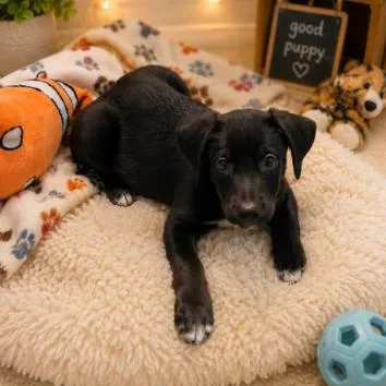 A baby small-sized male Black Pointer dog named Everett for adoption in South Elgin, IL