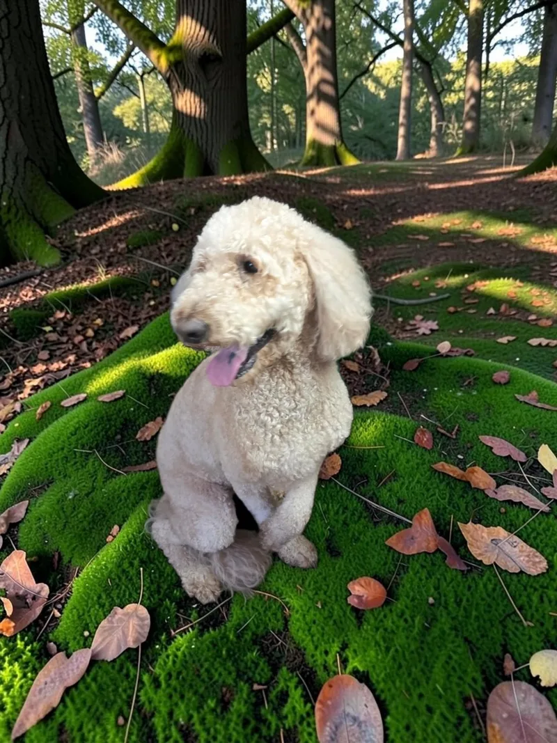 An adult large-sized male White / Cream Labradoodle dog named Milo for adoption in Dallas, GA