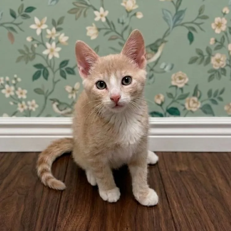 A baby large-sized male Buff & White Domestic Short Hair cat named Daimyo for adoption in Allen, TX