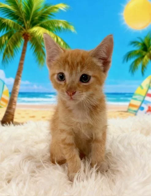 A baby small-sized male Tabby (Orange / Red) Domestic Short Hair cat named Sandy for adoption in Tehachapi, CA