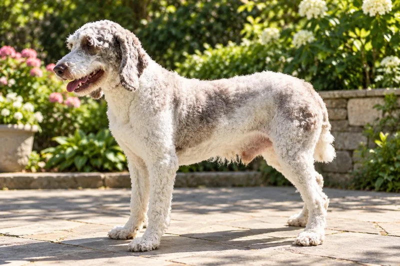 A young medium-sized male White / Cream Standard Poodle dog named Finn for adoption in POTOMAC, MD
