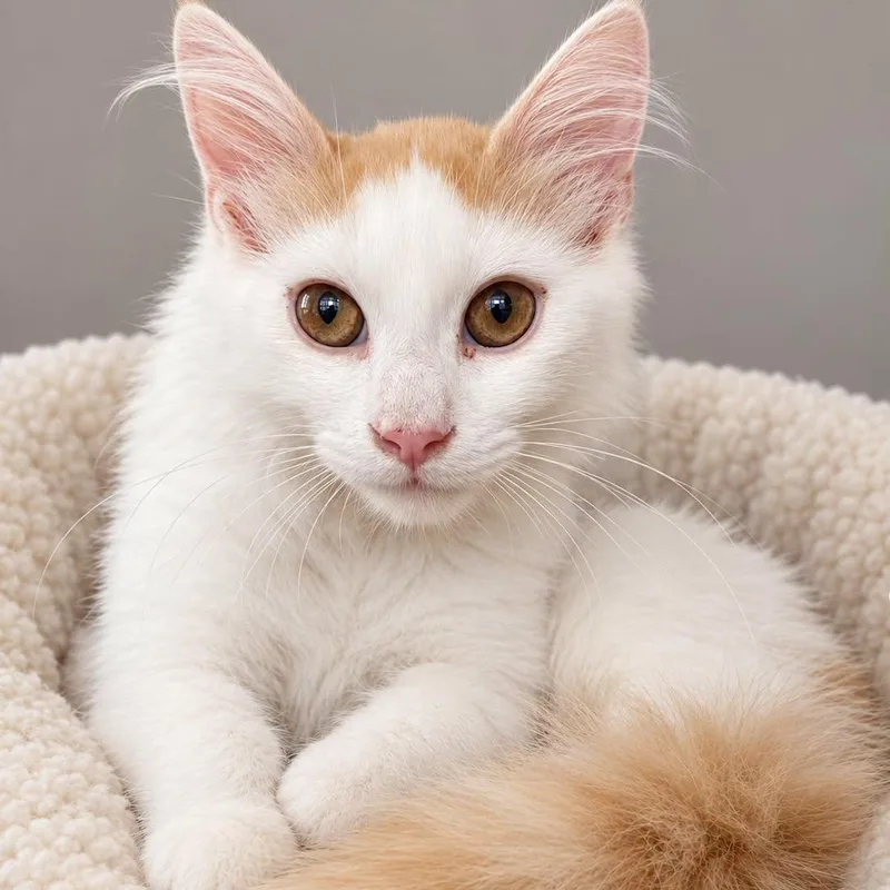 A baby medium-sized male Buff & White Domestic Short Hair cat named Link for adoption in Cranston, RI