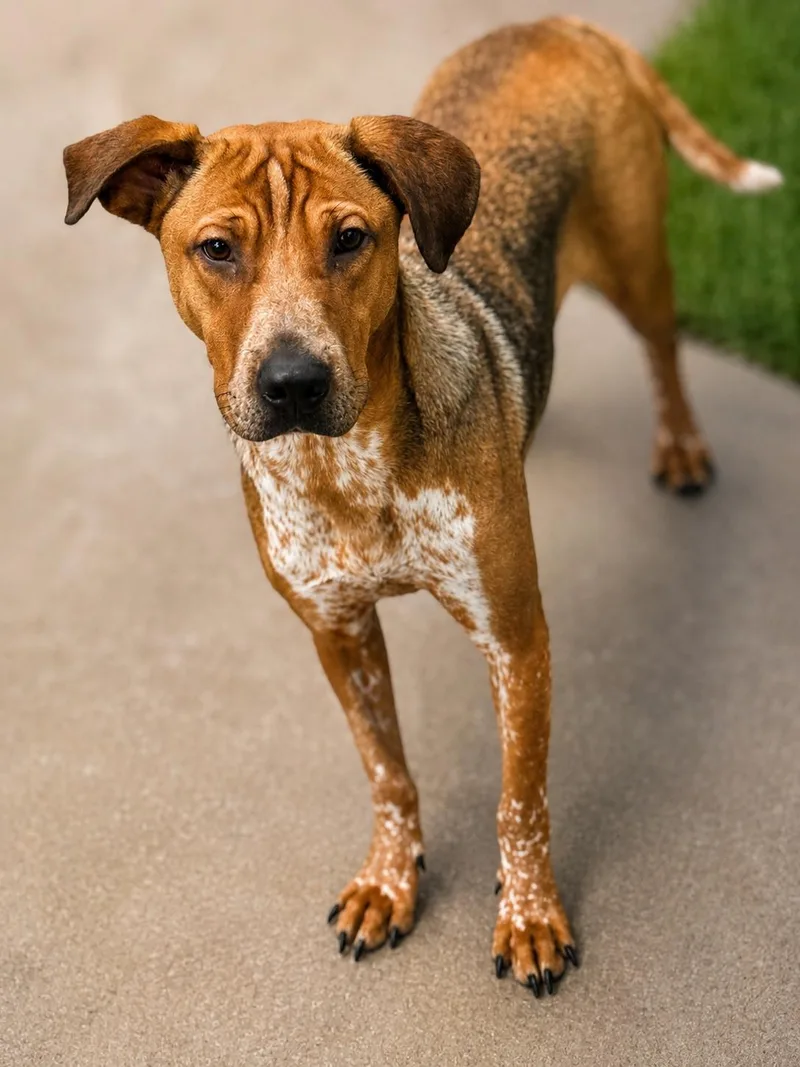 A young medium-sized female Australian Cattle Dog / Blue Heeler dog named Pooh for adoption in Phoenix, AZ