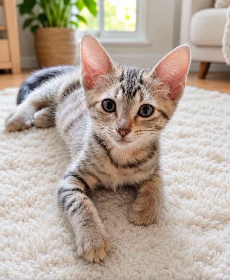 A baby medium-sized female Tabby (Tiger Striped) American Shorthair cat named Holland for adoption in Grand Prairie, TX