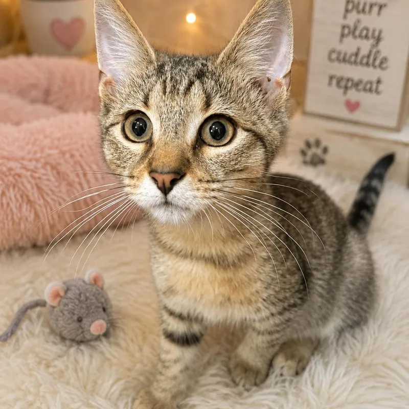 A baby medium-sized male Tabby (Brown / Chocolate) Domestic Short Hair cat named Mercy for adoption in Sewell, NJ