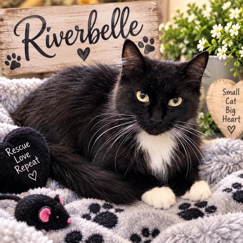 An adult medium-sized female Domestic Medium Hair cat named Riverbelle for adoption in Oakdale, CA