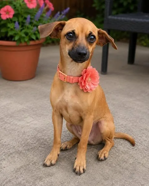 A young small-sized female Golden Rat Terrier dog named Wren for adoption in Crosby, TX