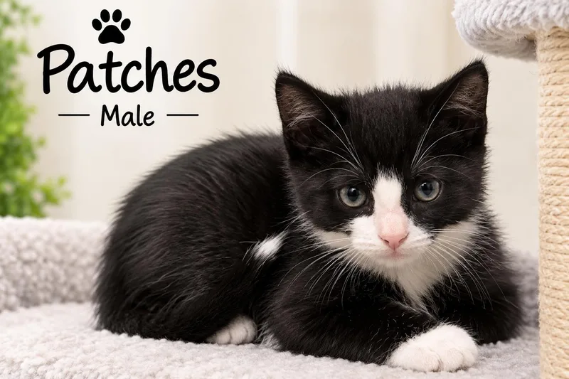 A baby small-sized male Black Domestic Short Hair cat named Bubbles & Patches for adoption in Staten Island, NY