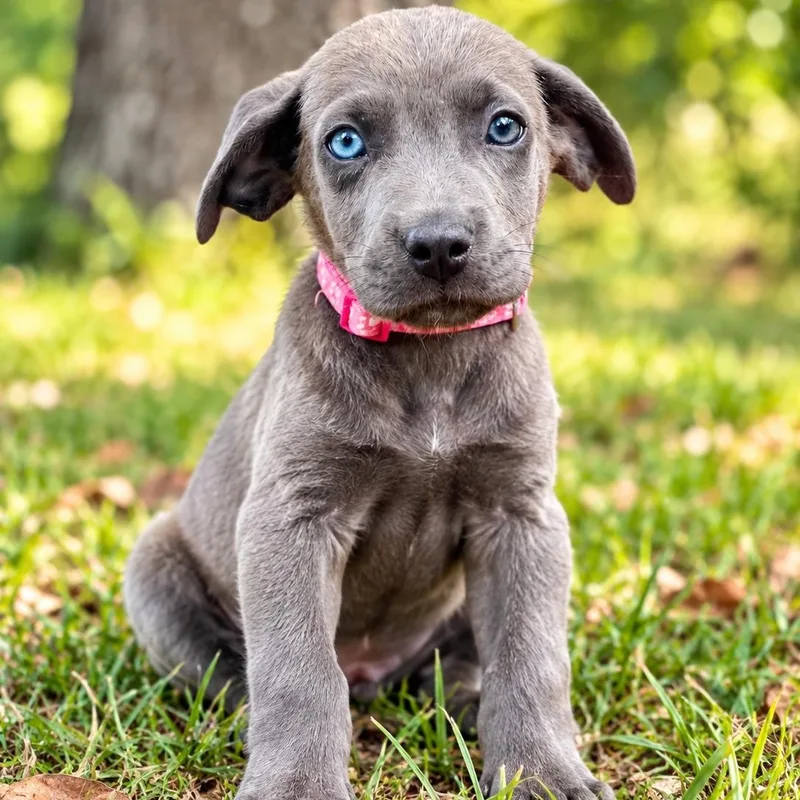 A baby large-sized female Gray / Blue / Silver Great Dane dog named Hera for adoption in Lucedale, MS