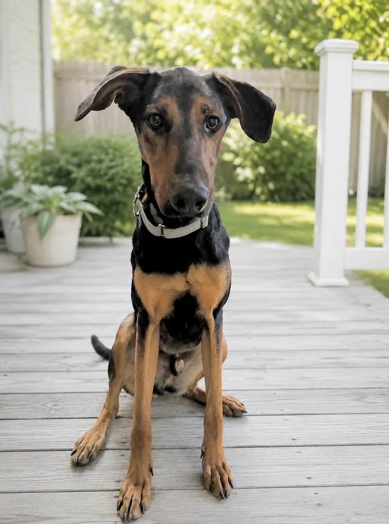 A baby large-sized male Doberman Pinscher dog named Kirk for adoption in Huntingtown, MD