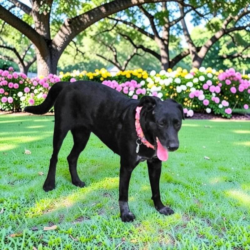 A young medium-sized female Black Labrador Retriever dog named El for adoption in Fort Worth, TX