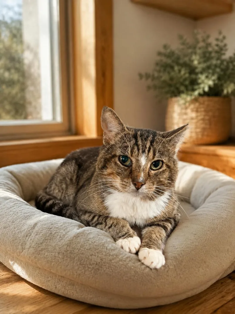 A senior medium-sized male Tabby (Brown / Chocolate) Tabby cat named Earl for adoption in Marion, IN