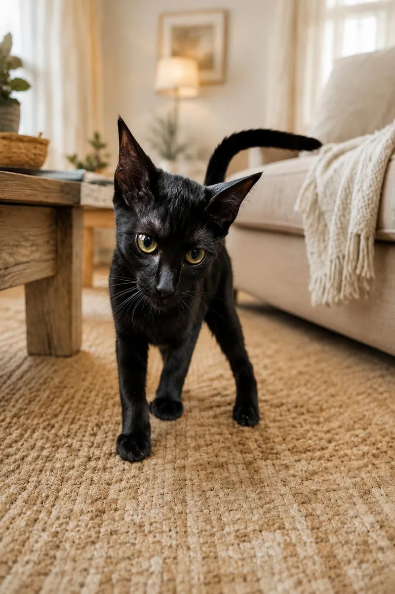 A young medium-sized male Black Domestic Short Hair cat named Truman for adoption in Marion, IN
