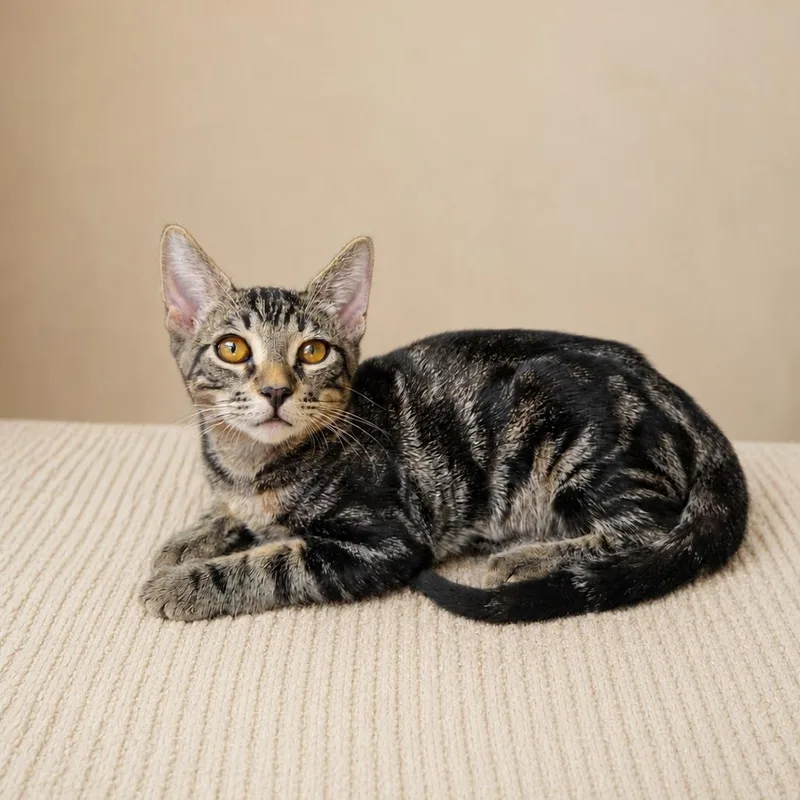 A baby small-sized male Brown / Chocolate Domestic Short Hair cat named Tumble for adoption in San Diego, CA