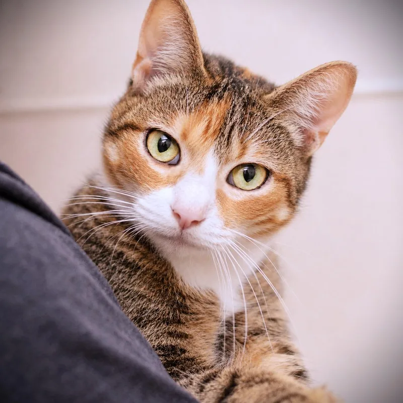 An adult medium-sized female Torbie Domestic Short Hair cat named Pam for adoption in Amsterdam, NY